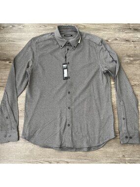 NWT J.Lindeberg Marlon Jersey Structure Shirt Mens Large Gray Check Slim